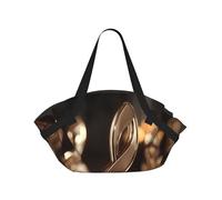 JZQZH Foldable Camping Bag for Outdoor Picnic Beach Use Comfortable Light with Unique Exquisite Golden Note Print