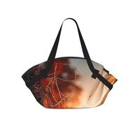 JZQZH Foldable Camping Bag for Outdoor Picnic Beach Use Comfortable Light with Unique Exquisite Spider Web at Dusk Print