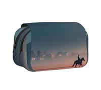 JZQZH Footprints on Grass Double Layer Clamshell Pen Case â€“ Exquisite Durable Storage for Stationery and Small Items