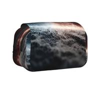 JZQZH Fractured Cosmos Double Layer Clamshell Pen Case â€“ Exquisite Durable Storage for Stationery and Small Items