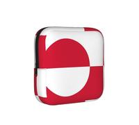 JZQZH Greenland flag Sanitary Pad Storage Bag Compact for Daily Travel and Office Use with Zipper Carry With You