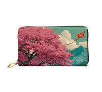 JZQZH Leather Wallet Light Waterproof Unique Cherry Blossom Dreams Print for Daily Commuting and Traveling