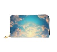 JZQZH Leather Wallet Light Waterproof Unique Cloudy Sky Print for Daily Commuting and Traveling