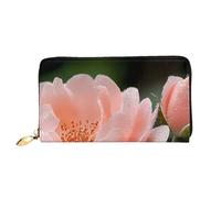 JZQZH Leather Wallet Light Waterproof Unique Flesh Pink Orchid Print for Daily Commuting and Traveling