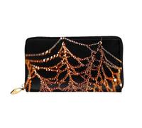 JZQZH Leather Wallet Light Waterproof Unique Golden Spider Print for Daily Commuting and Traveling