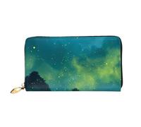 JZQZH Leather Wallet Light Waterproof Unique Green River Print for Daily Commuting and Traveling