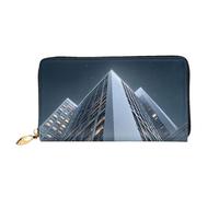 JZQZH Leather Wallet Light Waterproof Unique High-rise Buildings At Night Print for Daily Commuting and Traveling