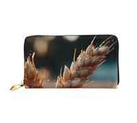 JZQZH Leather Wallet Light Waterproof Unique Morning Wheat Field Print for Daily Commuting and Traveling