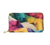 JZQZH Leather Wallet Light Waterproof Unique Multiple Colorful Sheep Print for Daily Commuting and Traveling