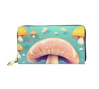 JZQZH Leather Wallet Light Waterproof Unique Pretty little mushrooms Print for Daily Commuting and Traveling