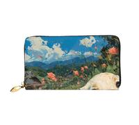JZQZH Leather Wallet Light Waterproof Unique Puppies Playing On The Lawn Print for Daily Commuting and Traveling