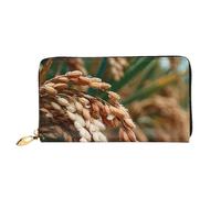 JZQZH Leather Wallet Light Waterproof Unique Rainy Day Wheat Field Print for Daily Commuting and Traveling