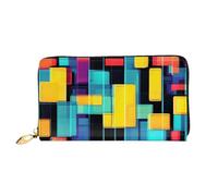 JZQZH Leather Wallet Light Waterproof Unique Square geometry diagram Print for Daily Commuting and Traveling