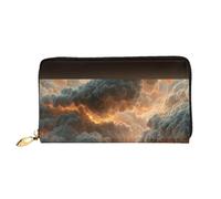 JZQZH Leather Wallet Light Waterproof Unique Standing at the Edge of Fire Print for Daily Commuting and Traveling