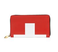 JZQZH Leather Wallet Light Waterproof Unique Swiss Flag Print for Daily Commuting and Traveling