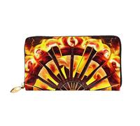 JZQZH Leather Wallet Light Waterproof Unique Turning the flame Print for Daily Commuting and Traveling