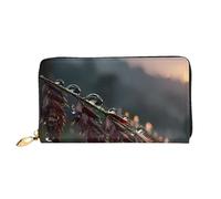 JZQZH Leather Wallet Light Waterproof Unique Wheat After Rain Print for Daily Commuting and Traveling
