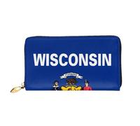 JZQZH Leather Wallet Light Waterproof Unique Wisconsin State Flag Print for Daily Commuting and Traveling