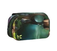 JZQZH Little Bridge in the East Double Layer Clamshell Pen Case â€“ Exquisite Durable Storage for Stationery and Small Items