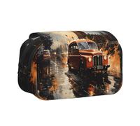 JZQZH London Color Taxi Double Layer Clamshell Pen Case â€“ Exquisite Durable Storage for Stationery and Small Items