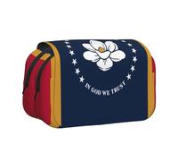 JZQZH Mississippi State Flag Double Layer Clamshell Pen Case â€“ Exquisite Durable Storage for Stationery and Small Items