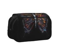JZQZH Mystery Butterfly Double Layer Clamshell Pen Case â€“ Exquisite Durable Storage for Stationery and Small Items