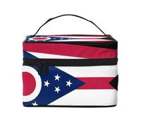 JZQZH Ohio State Flag Portable Cosmetic Bag Personalized Storage Organizer for Travel Camping Hotels and Long Distance Trips