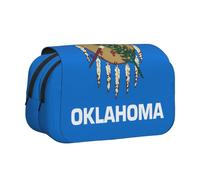 JZQZH Oklahoma State Flag Double Layer Clamshell Pen Case â€“ Exquisite Durable Storage for Stationery and Small Items