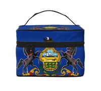 JZQZH Pennsylvania State Flag Portable Cosmetic Bag Personalized Storage Organizer for Travel Camping Hotels and Long Distance Trips