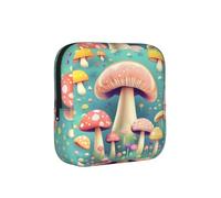 JZQZH Pretty little mushrooms Sanitary Pad Storage Bag Compact for Daily Travel and Office Use with Zipper Carry With You
