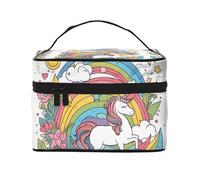 JZQZH Pretty rainbows and unicorns Portable Cosmetic Bag Personalized Storage Organizer for Travel Camping Hotels and Long Distance Trips