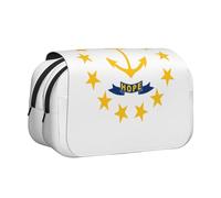 JZQZH Rhode Island State Flag Double Layer Clamshell Pen Case â€“ Exquisite Durable Storage for Stationery and Small Items
