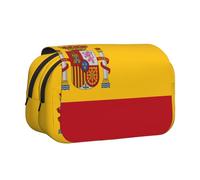 JZQZH Spanish flag Double Layer Clamshell Pen Case â€“ Exquisite Durable Storage for Stationery and Small Items