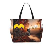 JZQZH Spider Web at Dusk Large Capacity Beach Travel Tote Bag with Zipper for Summer Outdoor Use Stylish Durable