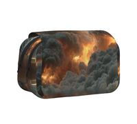 JZQZH Standing at the Edge of Fire Double Layer Clamshell Pen Case â€“ Exquisite Durable Storage for Stationery and Small Items