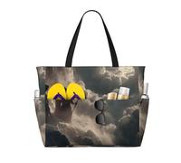 JZQZH Staring Into The Abyss Large Capacity Beach Travel Tote Bag with Zipper for Summer Outdoor Use Stylish Durable