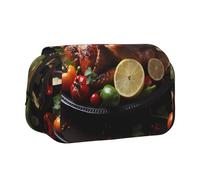 JZQZH Tantalizing roast turkey Double Layer Clamshell Pen Case â€“ Exquisite Durable Storage for Stationery and Small Items