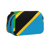 JZQZH Tanzania Flag Double Layer Clamshell Pen Case â€“ Exquisite Durable Storage for Stationery and Small Items