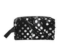 JZQZH Travel Toiletry Bag Large Capacity Storage for Small Items Portable Durable with Full Black and white corrugated dots Print Design