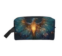 JZQZH Travel Toiletry Bag Large Capacity Storage for Small Items Portable Durable with Full Blue Phoenix Print Design