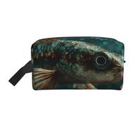 JZQZH Travel Toiletry Bag Large Capacity Storage for Small Items Portable Durable with Full Fish Watching Flowers Print Design