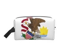 JZQZH Travel Toiletry Bag Large Capacity Storage for Small Items Portable Durable with Full Illinois State Flag Print Design