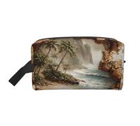 JZQZH Travel Toiletry Bag Large Capacity Storage for Small Items Portable Durable with Full Paradise in a Crack Print Design