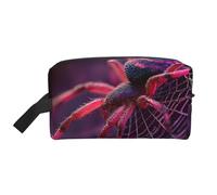 JZQZH Travel Toiletry Bag Large Capacity Storage for Small Items Portable Durable with Full Pink Spider Print Design