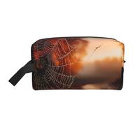 JZQZH Travel Toiletry Bag Large Capacity Storage for Small Items Portable Durable with Full Spider Web at Dusk Print Design