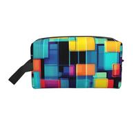 JZQZH Travel Toiletry Bag Large Capacity Storage for Small Items Portable Durable with Full Square geometry diagram Print Design