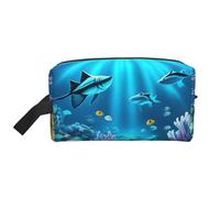 JZQZH Travel Toiletry Bag Large Capacity Storage for Small Items Portable Durable with Full Submarine Coral Rays Print Design