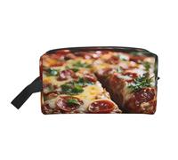 JZQZH Travel Toiletry Bag Large Capacity Storage for Small Items Portable Durable with Full Tantalizing Sausage Pizza Print Design