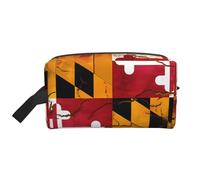 JZQZH Travel Toiletry Bag Large Capacity Storage for Small Items Portable Durable with Full vintage wooden maryland flag Print Design