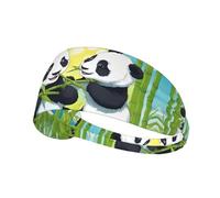 JZQZH Two happy pandas Sports Headband Highly Elastic Breathable Lightweight and Durable for Running Fitness Yoga Cycling